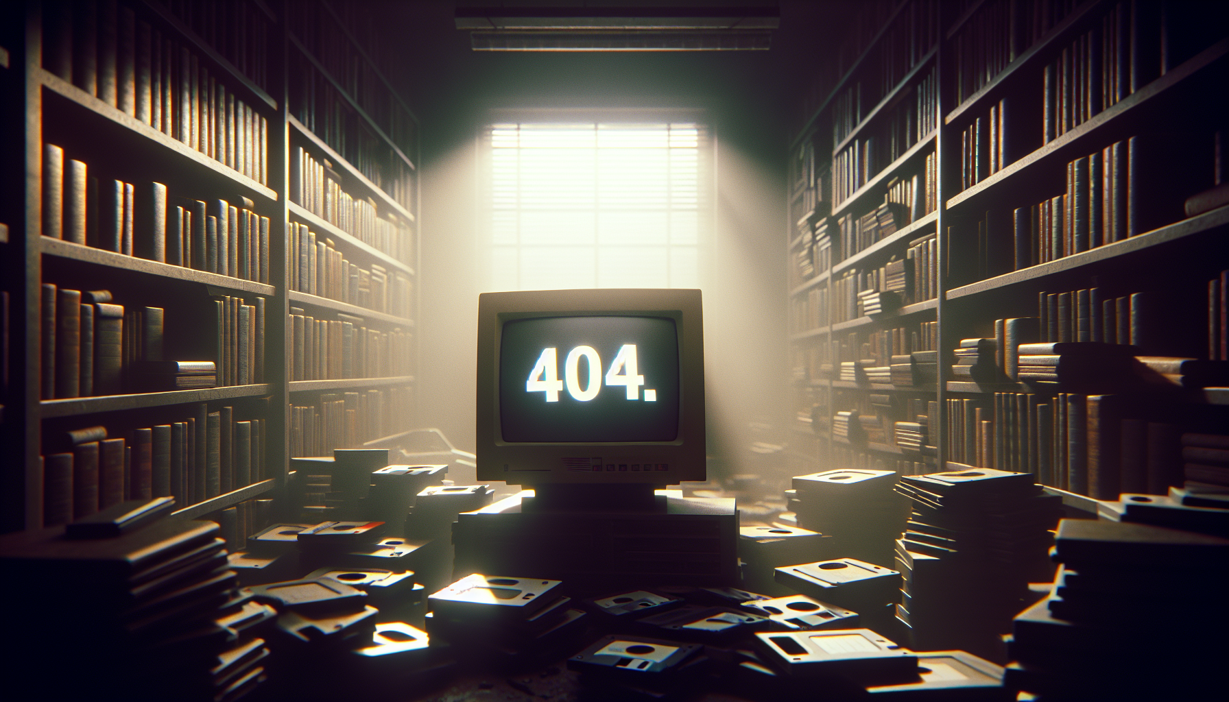 Old computer displaying a 404 error - a symbol of link rot and dead websites in the early internet era