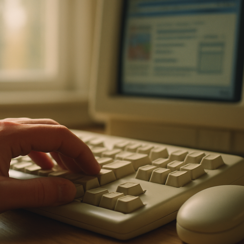 Close-up of a vintage keyboard and mouse representing the history of Internet Explorer era web browsing