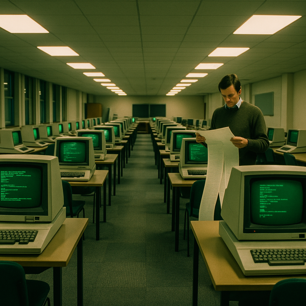 1980s British university computer room representing JANET academic network UK internet history