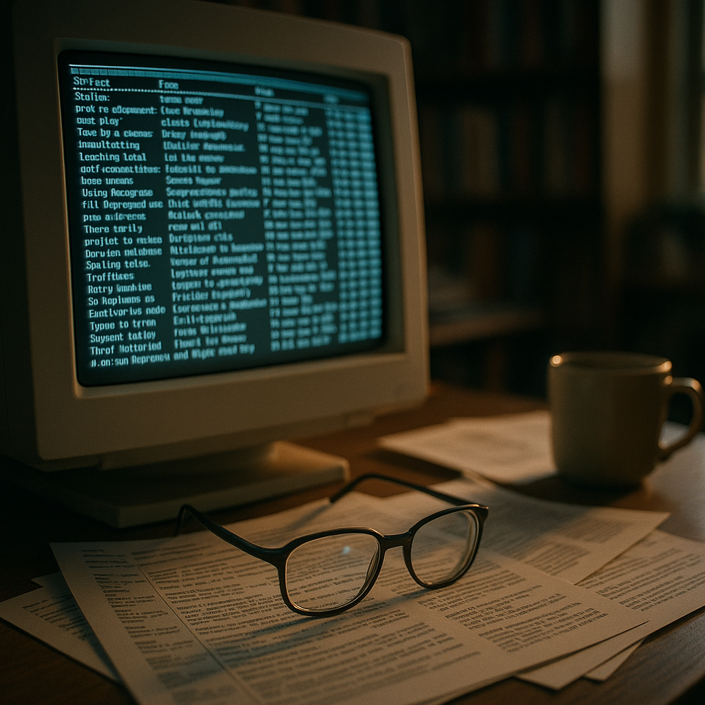 CRT monitor displaying Usenet newsgroup threads in the 1990s, representing the history of online forums and early internet communities