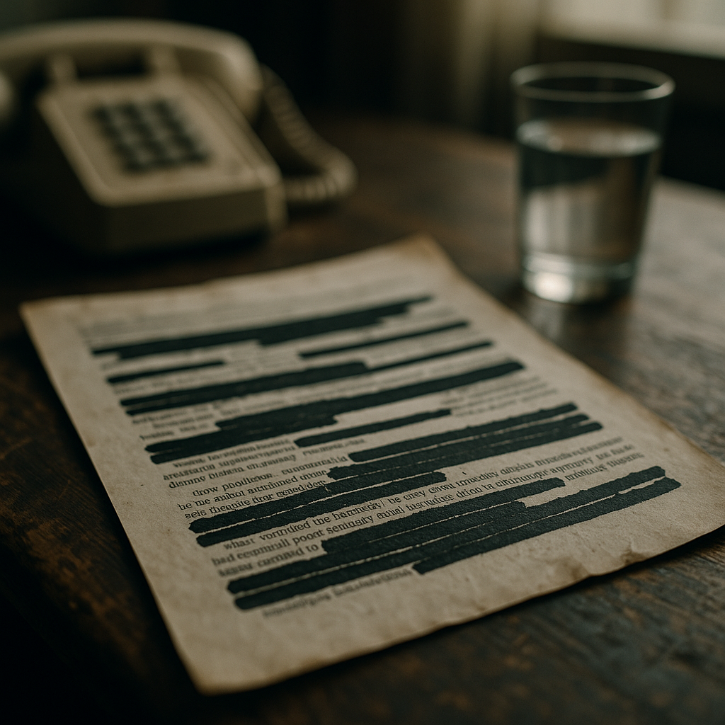 Redacted government document symbolising the history of internet censorship and information suppression