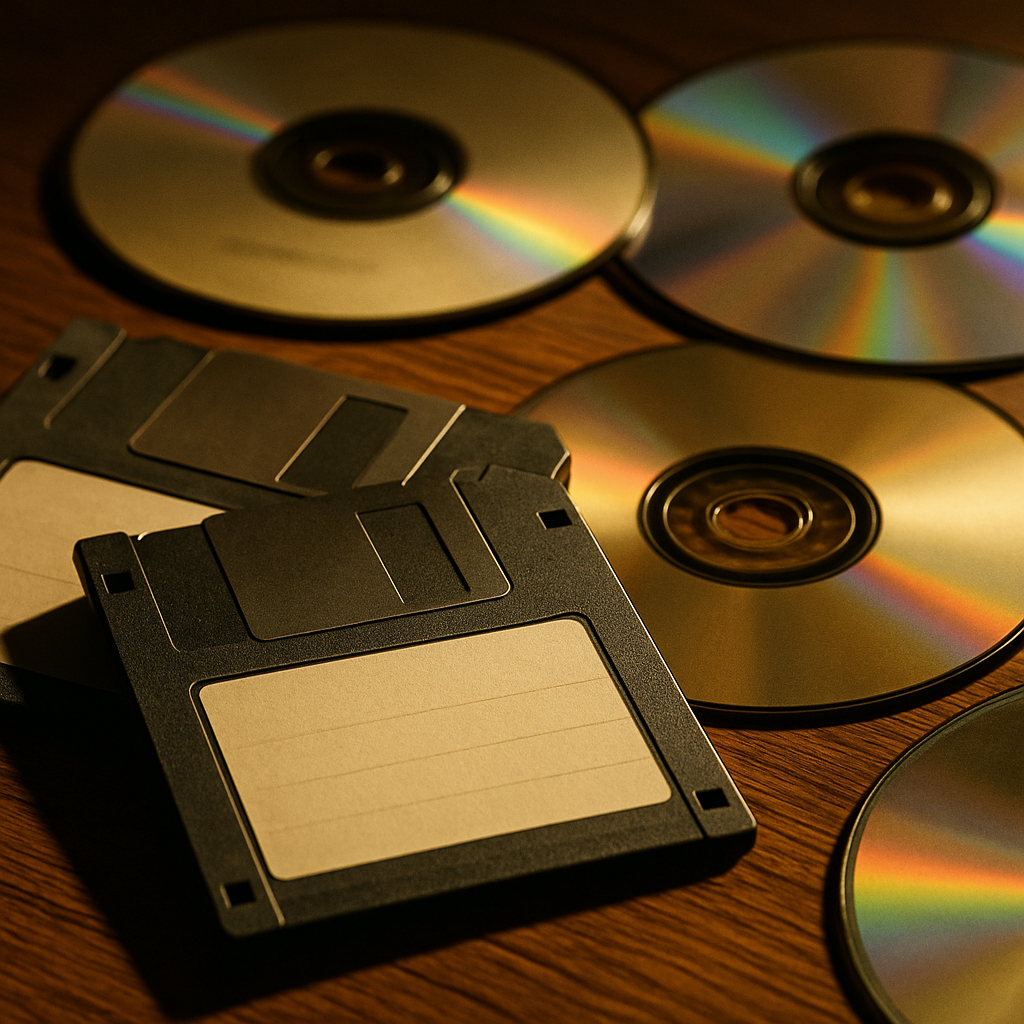 Vintage software discs from the browser wars era of the 1990s internet
