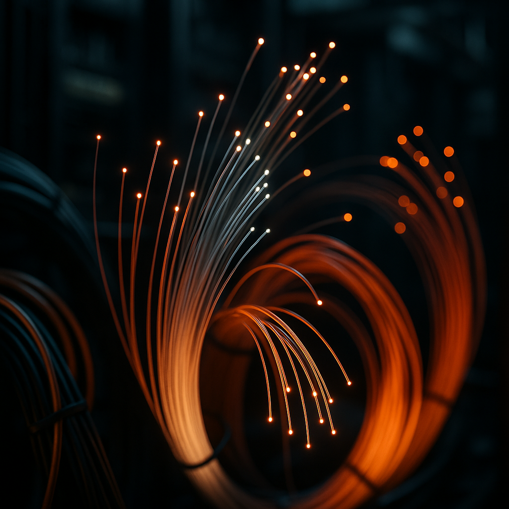 Fibre optic cables representing the SuperJANET network history infrastructure